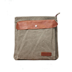 Mens Canvas Leather Square Side Bag Messenger Bag Canvas Shoulder Bag for Men