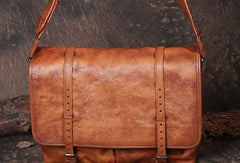 Genuine Leather Mens Cool Messenger Bag iPad Bag Chest Bag Bike Bag Cycling Bag for men - EverHandmade