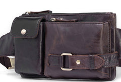 GENUINE LEATHER MENS SMALL CHEST BAG SLING BAG WAIST BAG HIP PACK BELT BAG FANNY PACK BUMBAG FOR MEN