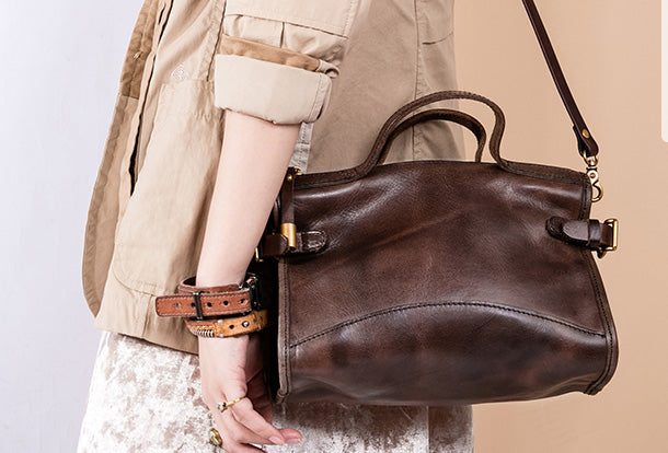 Handmade Genuine Leather Handbag Bag Messenger Bag Crossbody Bag Shoulder Bag Purse For Women - EverHandmade