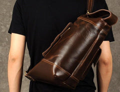 Leather Cool Mens Chest Bag Sling Bag Sling Crossbody Bag for men