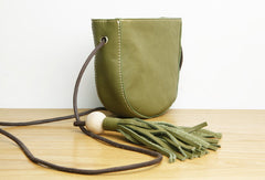 Genuine Leather Cute Crossbody Bag Circle Saddle Bag Shoulder Bag Women Girl Fashion Leather Purse