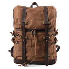 Waxed Canvas Mens Travel Backpack Canvas Hiking Backpack Canvas Backpack for Men