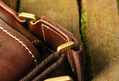 Genuine Leather Mens Cool Messenger Bag iPad Bag Chest Bag Bike Bag Cycling Bag For Men - EverHandmade