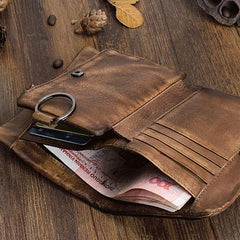 Handmade Mens Chain Biker Wallet Cool billfold Leather Wallet Men Small Wallet for Men