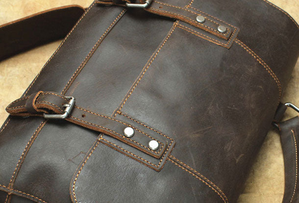 Black Cool Leather Messenger Bag Handbag Shoulder Bag For Men