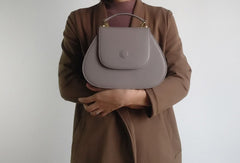 Gray Leather Handbag Purse Shoulder Bag for Women Leather Crossbody Bag