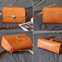 Flap Over Crossbody Bag Brown Leather Satchel Purse - Annie Jewel