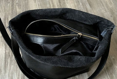 Black Stylish Cute Leather Tote Bag Shoulder Bag Crossbody Tote For Women