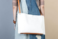 Leather Shoulder Bag Messenger Bag Canvas Bag Shoulder Bag Purse For Women - EverHandmade