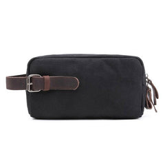 Cool Waxed Canvas Leather Mens Zipper Wristlet Bag Vintage Clutch Zipper Bag for Men