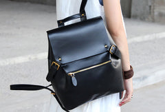 Handmade Leather backpack bag shoulder bag red black women leather purse - EverHandmade