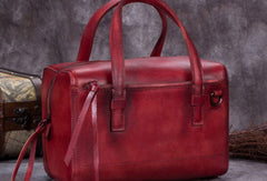 Genuine Leather Handbag Boston Bag Vintage Crossbody Bag Shoulder Bag Purse For Women - EverHandmade