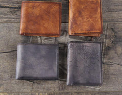 Handmade Genuine Leather Mens Cool Billfold Leather Wallet Men billfold Wallets Bifold for Men