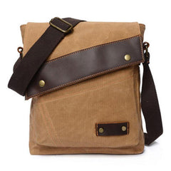 Mens Waxed Canvas Small Side Bag Messenger Bag Canvas Courier Bag for Men