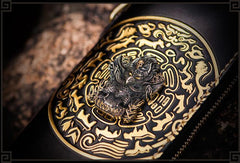 Handmade Leather Tibetan Mens Biker Chain Wallet Cool Leather Wallets Long Clutch Wallets for Men