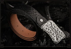 Handmade Black Leather Mens Belt Cool Leather Mens Belt for Men