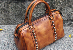 Handmade Leather Handbag Doctor Bag Purse Crossbody Shoulder Bag for Girl Women Lady - EverHandmade
