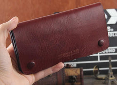 Handmade Genuine Leather Mens Cool Long Leather Wallet Bifold Clutch Wallet for Men