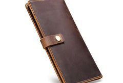 Handmade Genuine Leather Wallet Long Leather Wallet Bifold Wallet Bag For Mens