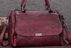 Genuine Leather Handbag Rivet Crossbody Bag Shoulder Bag Purse For Women