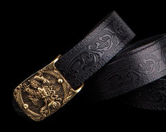 Handmade Black Leather Cool Mens Belt Custom Leather Men Belt for Men