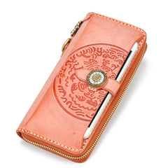 Handmade Leather Mens Chain Biker Wallet Cool Leather Wallet Long Phone Wallets for Men