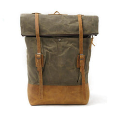 Cool Waxed Canvas Leather Mens Backpacks Canvas Travel Backpack Canvas School Backpack for Men