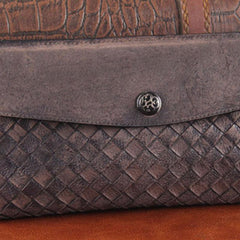 Handmade Leather Mens Clutch Cool Braided Wallet Clutch Wristlet Wallet for Men