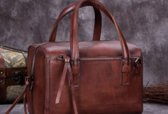 Genuine Leather Handbag Boston Bag Vintage Crossbody Bag Shoulder Bag Purse For Women - EverHandmade