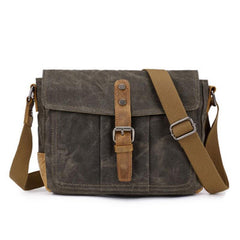 Mens Waxed Canvas Small Side Bag Messenger Bag Canvas Courier Bags for Men