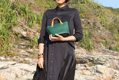 Handmade Leather Bucket Bag Purse Bucket Handbags Shoulder Bag for Women - EverHandmade
