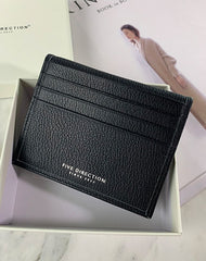 Minimalist Women Dark Gray Leather Slim Card Holders Small Card Wallet Cute Card Holder Credit Card Holder For Women