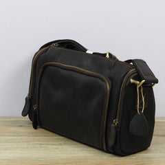 Cool Leather Small Mens Barrel Side Bag Bucket Shoulder Bag Messenger Bag for Men