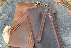 Handmade Genuine Leather Wallet Long Wallet Bifold Biker Wallet Bag For Mens