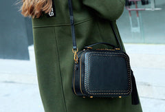 Genuine Leather handbag rivet bag tassels shoulder bag for women leather bag - EverHandmade