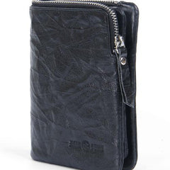 Handmade Leather Mens Cool Long Leather Wallet Zipper Wristlet Clutch Wallet