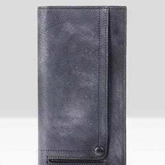 Handmade Leather Mens Cool Long Leather Wallet Bifold Clutch Wallet for Men