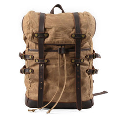Waxed Canvas Mens Travel Backpack Canvas Hiking Backpack Canvas Backpack for Men