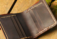 Genuine Leather Wallet Handmade Folded billfold Wallet Slim Wallet For Men
