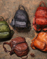 Classic Coffee Leather Rucksack Womens Compact Leather Backpack Ladies Backpack Purses