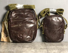 Handmade Genuine Leather Mens Cool Messenger Bag Sling Bag Chest Bag Bike Bag Cycling Bag for men