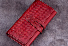 Genuine Leather Wallet Long Wallet Woven Wallet Purse For Men Women