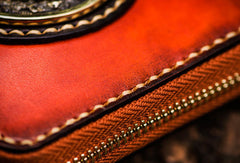 Handmade leather Mens Tibet Small biker wallet zipper billfold Chain Wallet for Men - EverHandmade