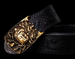 Handmade Black Leather Cool Mens Belts Custom Leather Men Belt for Men