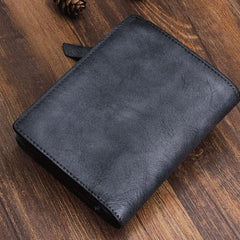 Cool Mens Small Leather Wallet Men Zipper billfold Wallets Bifold for Men