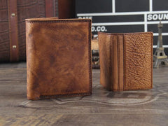 Handmade Genuine Leather Mens Cool Billfold Leather Wallet Men billfold Wallets Bifold for Men