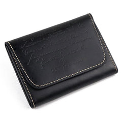 Vintage Brown Leather Men's Small Wallet Black billfold Card Wallet For Men