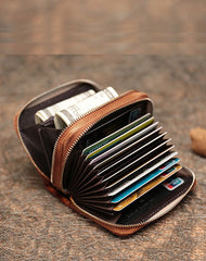 Leather Zipper Card Wallets Cute Small Women Double Zip Card Wallet For Ladies