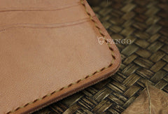 Handmade long leather wallet floral leather clutch wallet for women men - EverHandmade